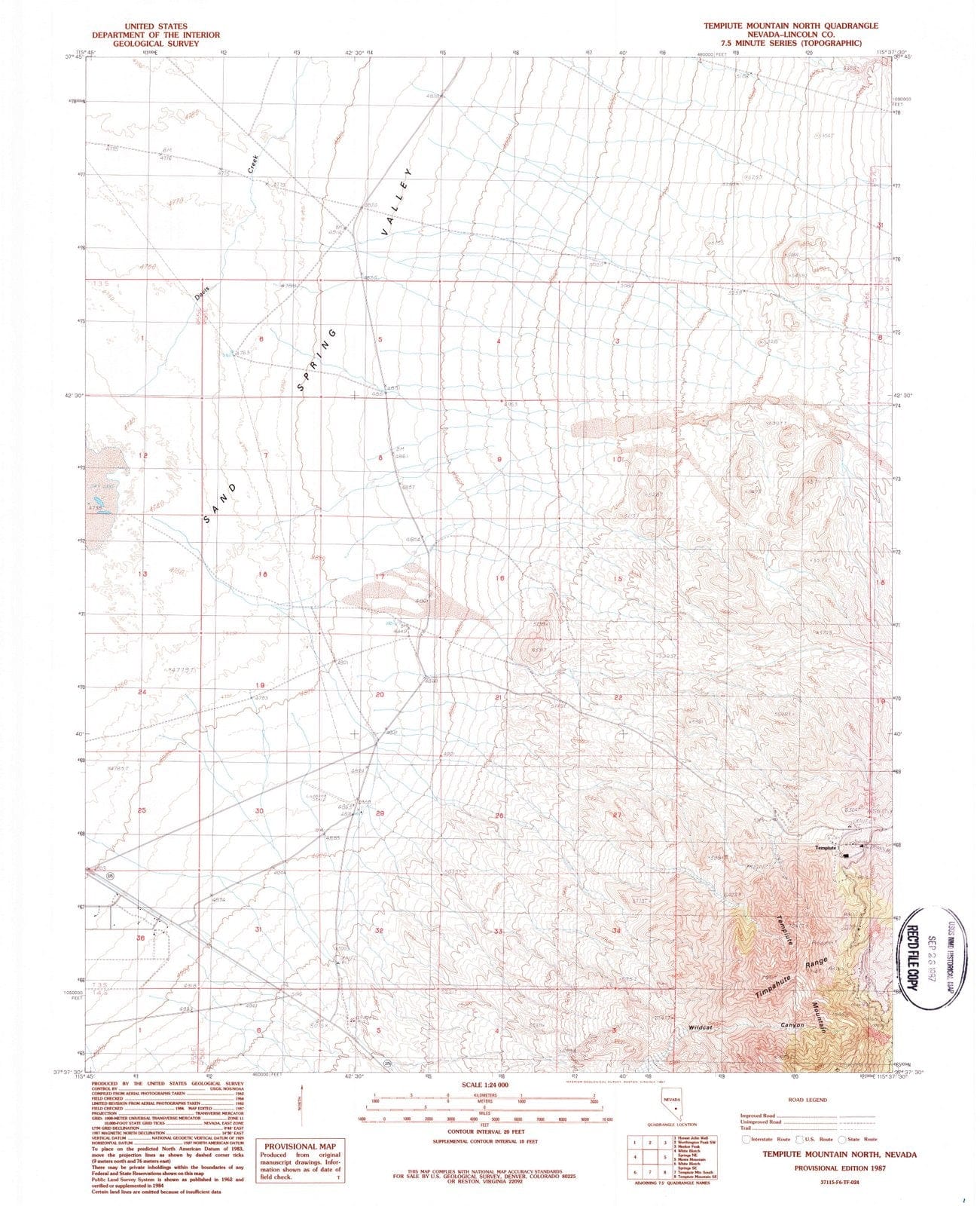 1987 Tempiute Mountain North, NV - Nevada - USGS Topographic Map
