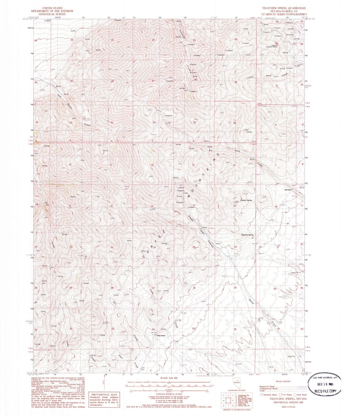 1985 Thatcher Spring, NV - Nevada - USGS Topographic Map