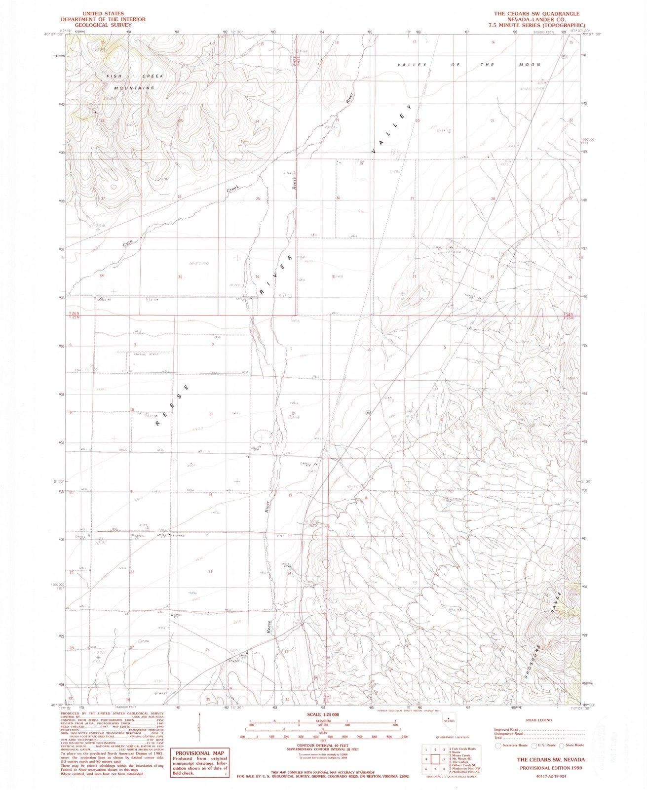 1990 The Cedars, NV - Nevada - USGS Topographic Map