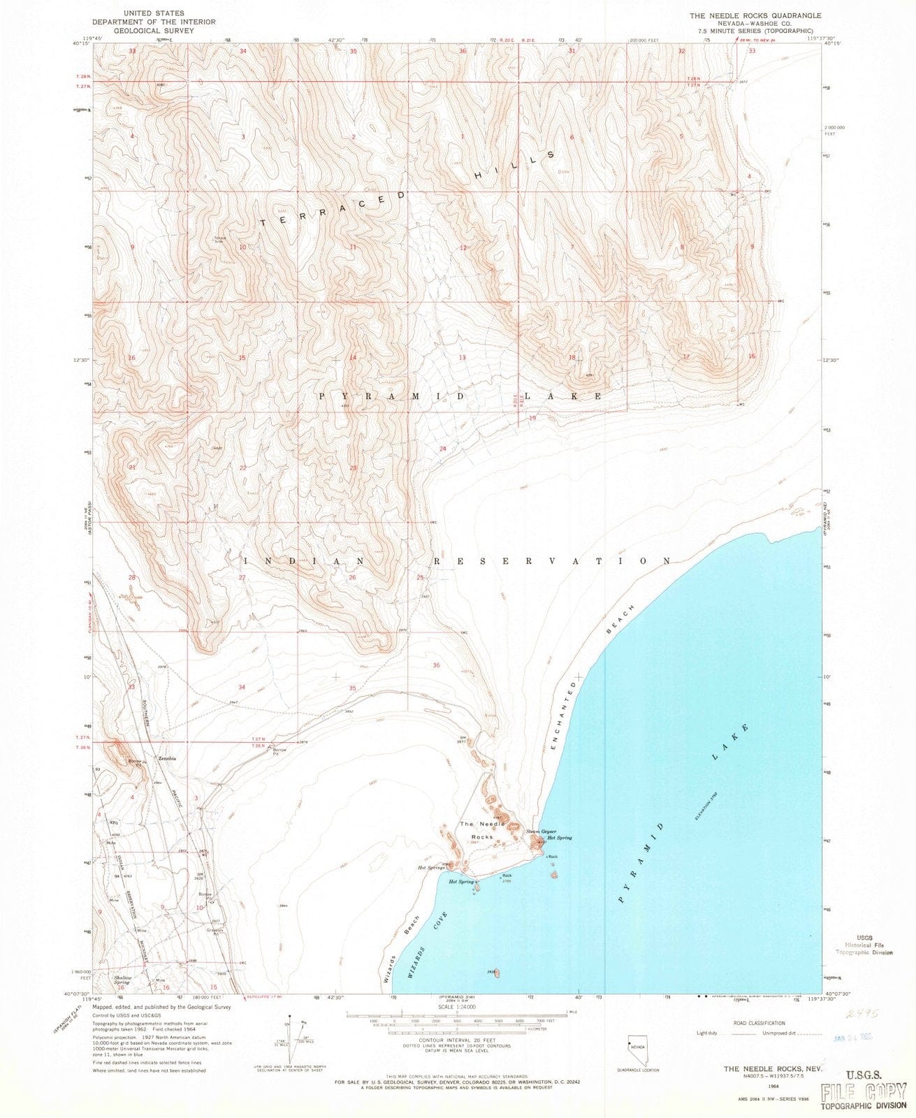 1964 Theedle Rocks, NV - Nevada - USGS Topographic Map
