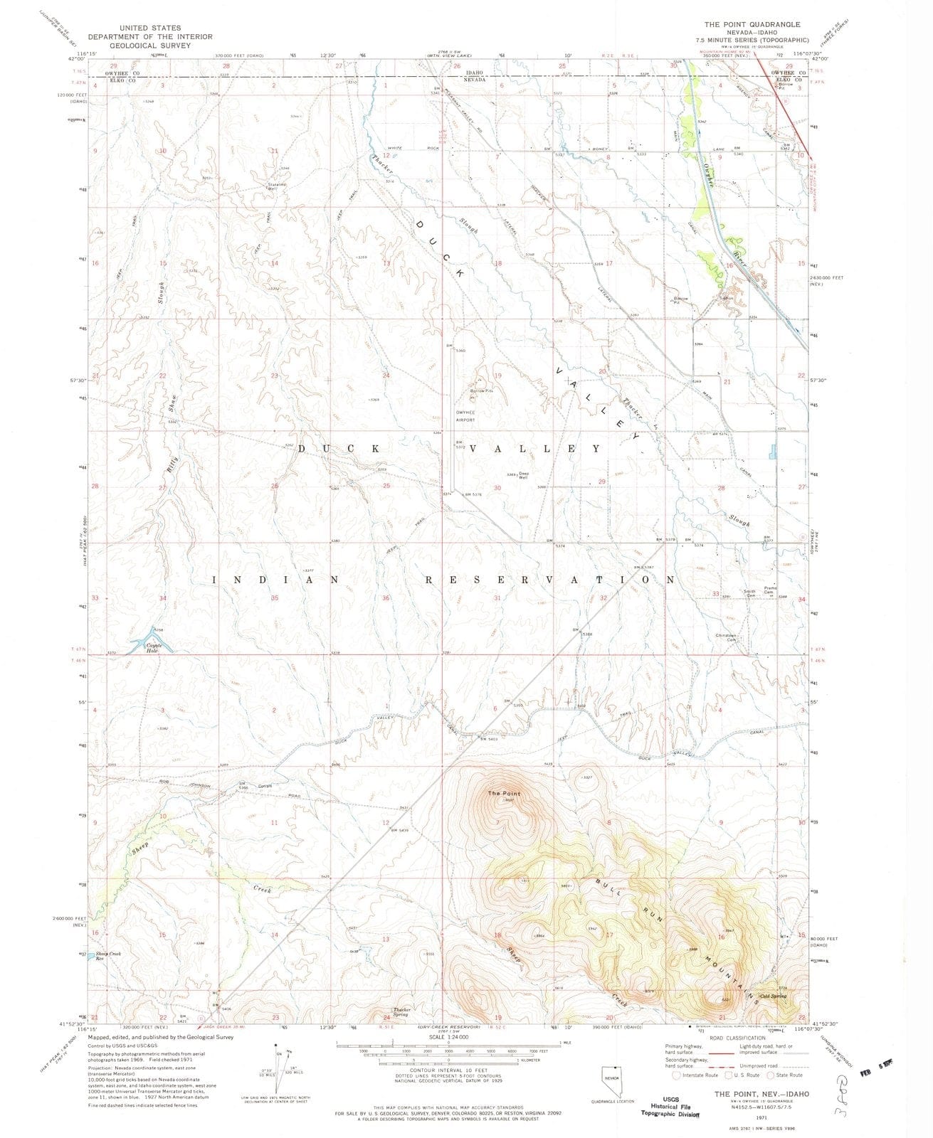 1971 The Point, NV - Nevada - USGS Topographic Map