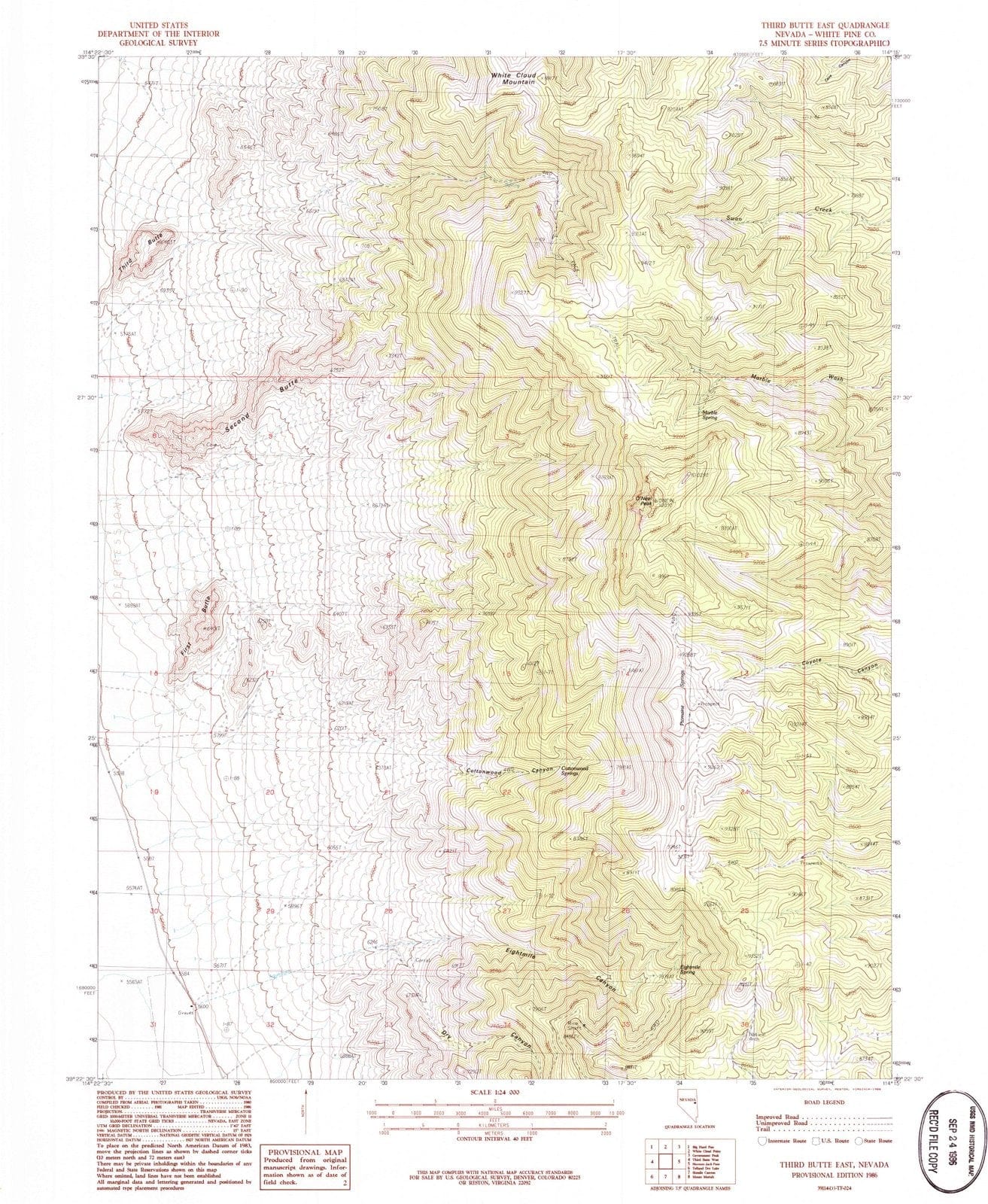 1986 Third Butte East, NV - Nevada - USGS Topographic Map