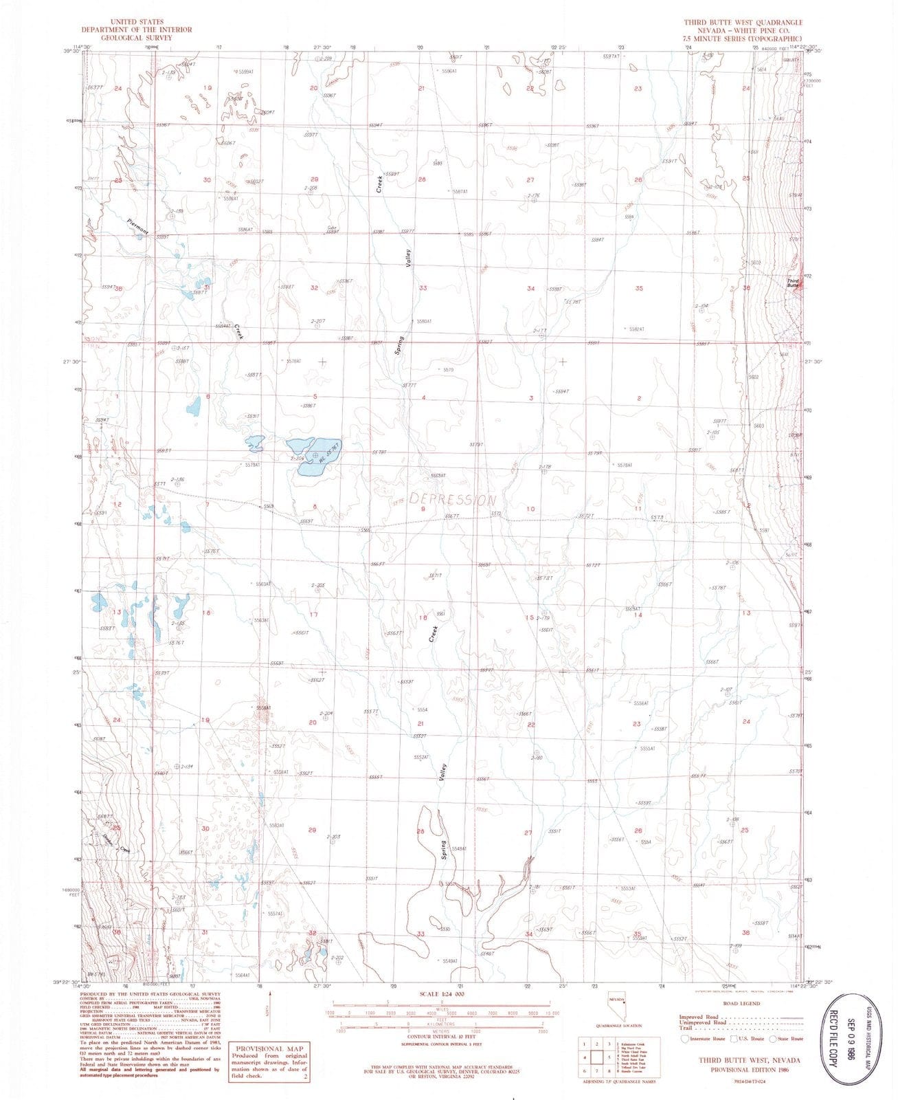 1986 Third Butte West, NV - Nevada - USGS Topographic Map