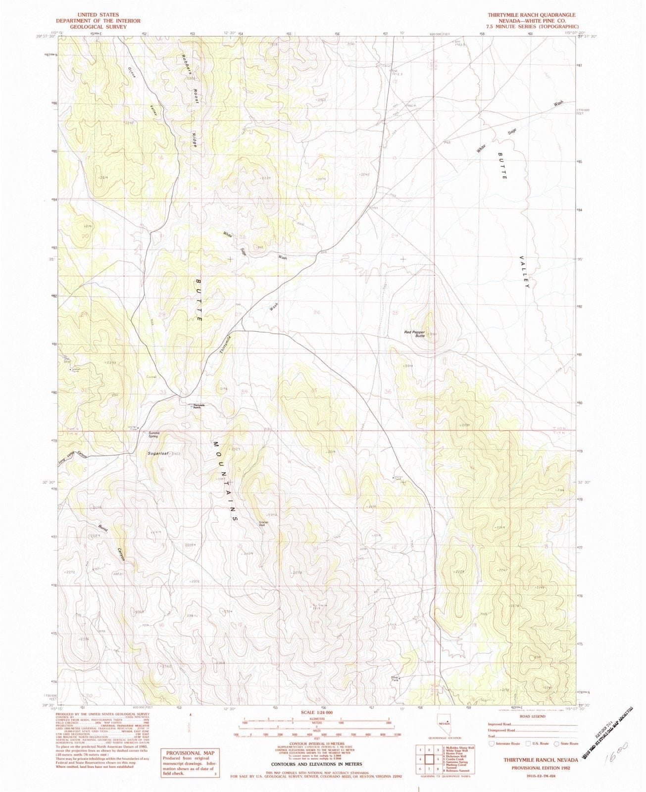 1982 Thirtymile Ranch, NV - Nevada - USGS Topographic Map