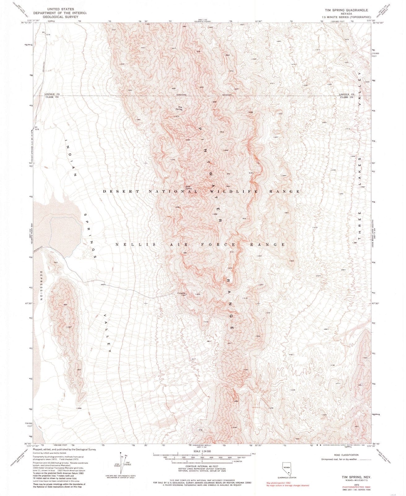 1973 Tim Spring, NV - Nevada - USGS Topographic Map