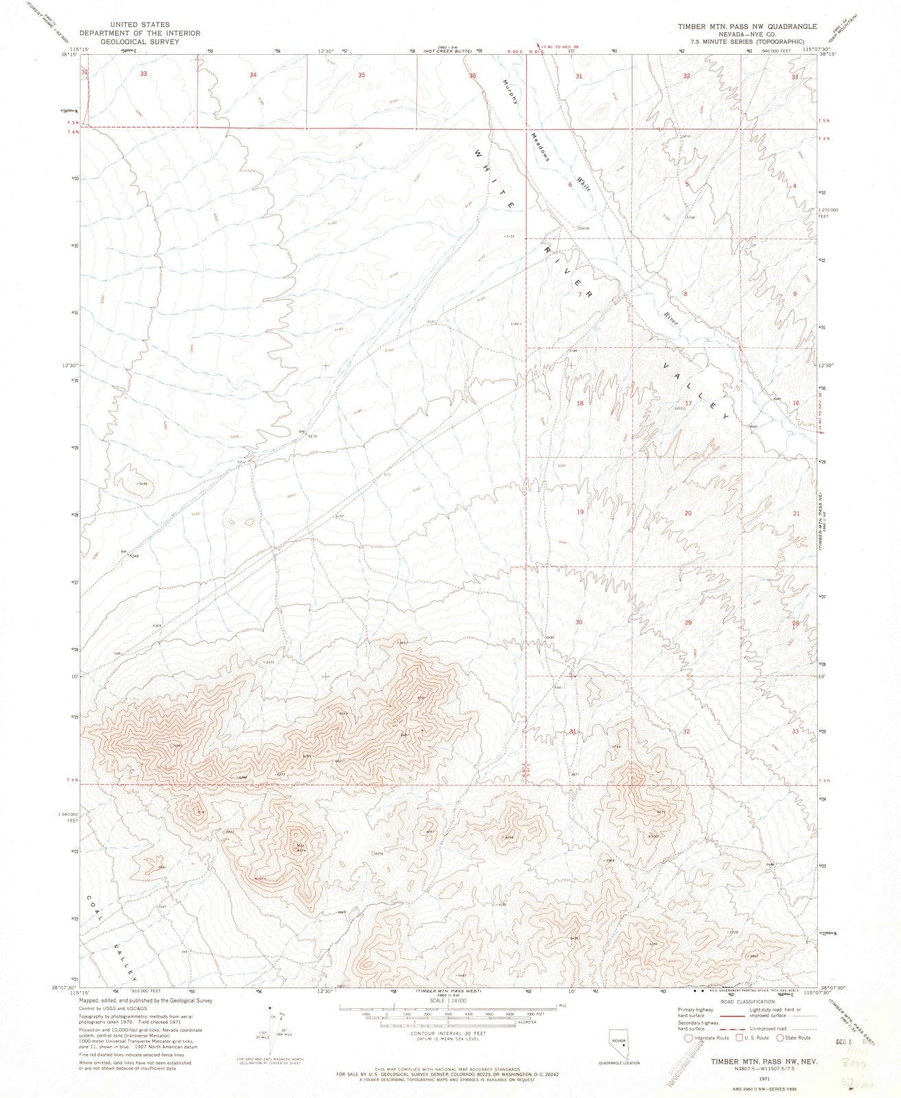 1971 Timber MTN Pass, NV - Nevada - USGS Topographic Map v2