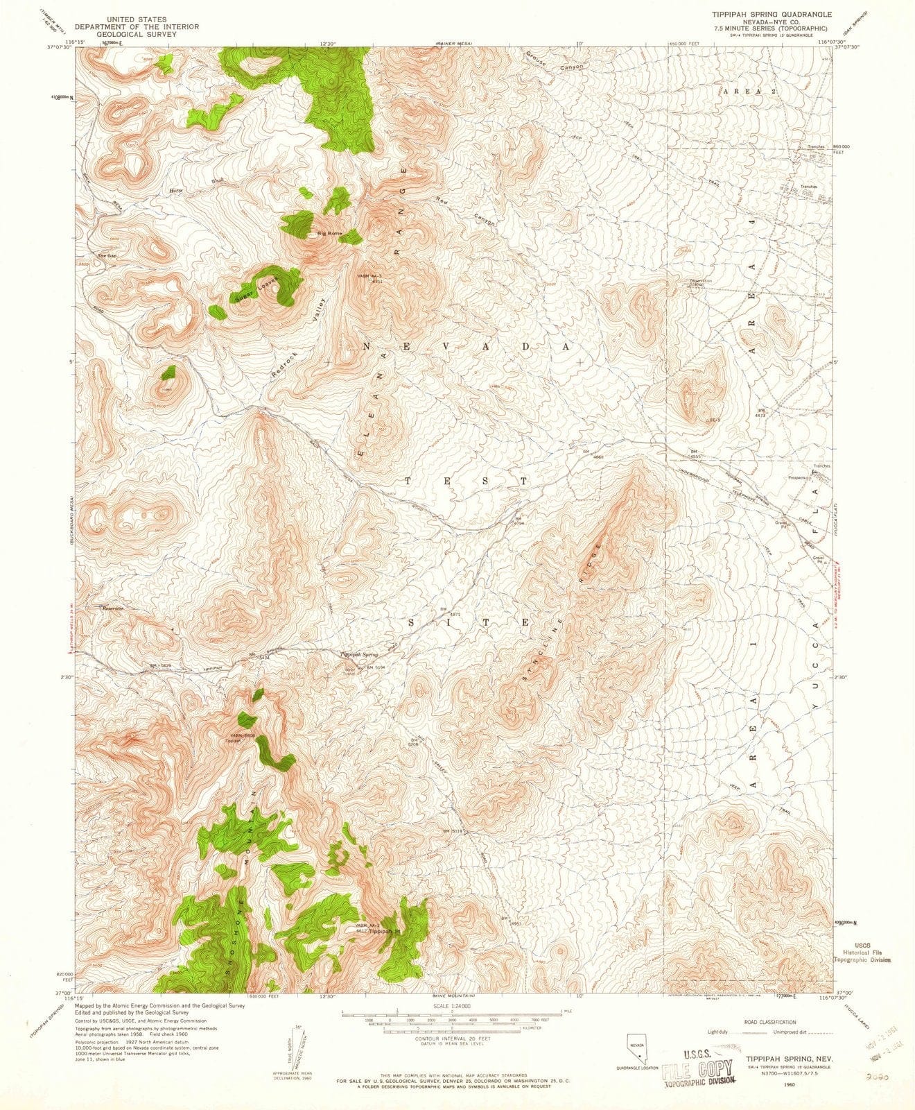 1960 Tippipah Spring, NV - Nevada - USGS Topographic Map