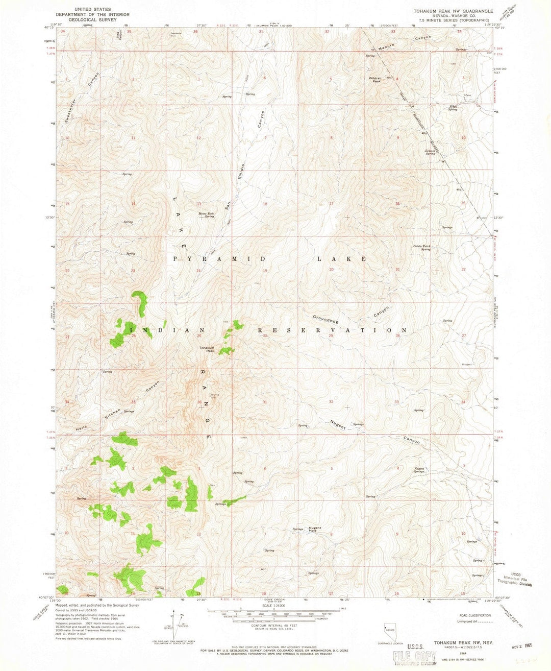 1964 Tohakum Peak, NV - Nevada - USGS Topographic Map v2