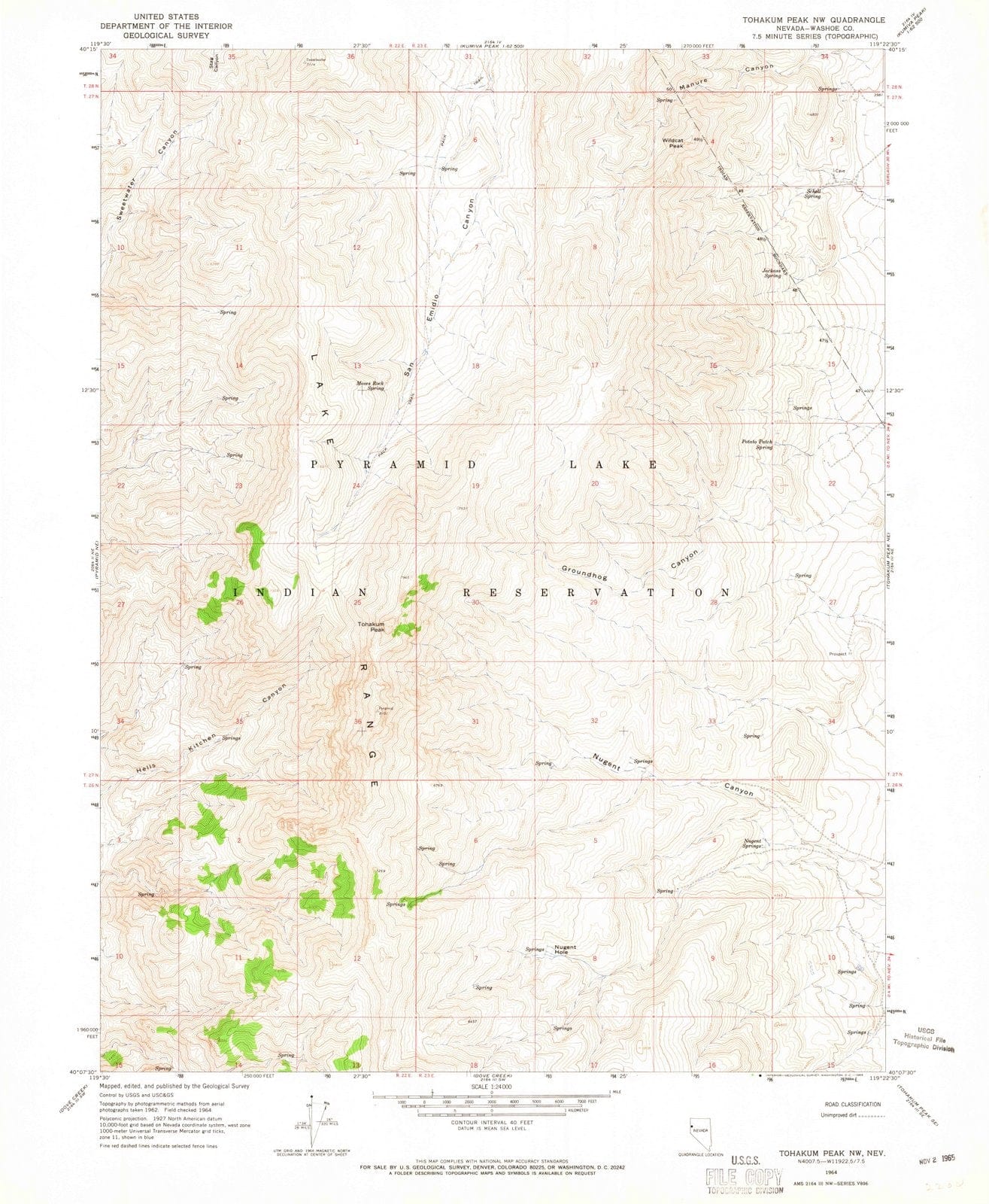 1964 Tohakum Peak, NV - Nevada - USGS Topographic Map v2