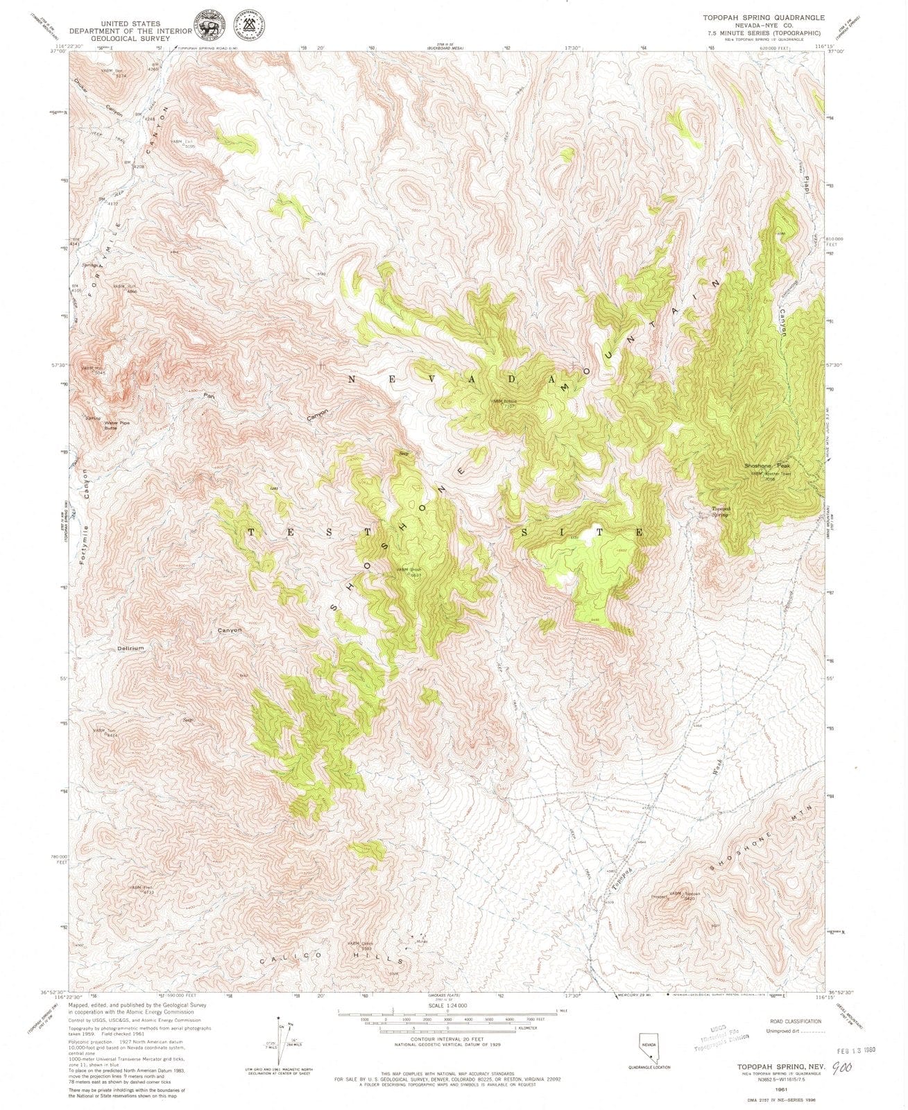 1961 Topopah Spring, NV - Nevada - USGS Topographic Map v3