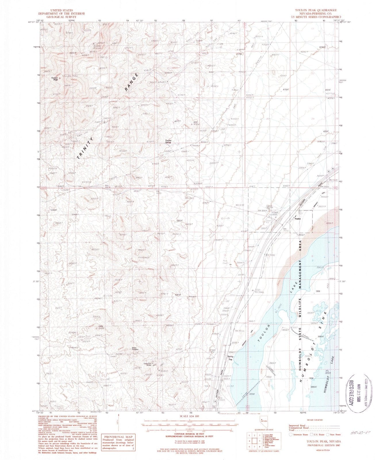 1987 Toulon Peak, NV - Nevada - USGS Topographic Map