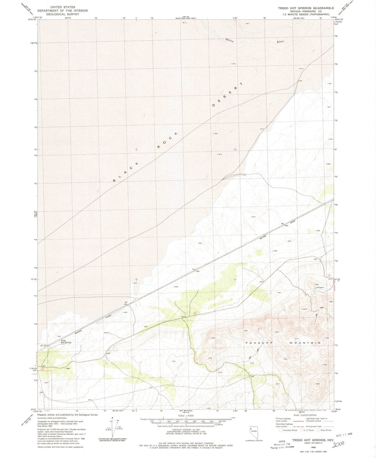 1980 Trego Hot Spring, NV - Nevada - USGS Topographic Map