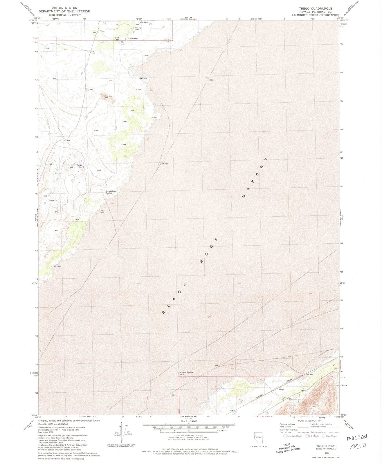 1980 Trego, NV - Nevada - USGS Topographic Map