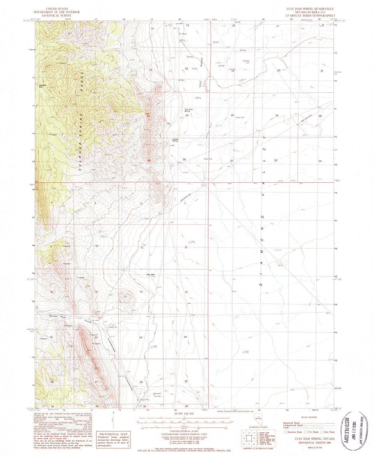1986 Tuleam Spring, NV - Nevada - USGS Topographic Map