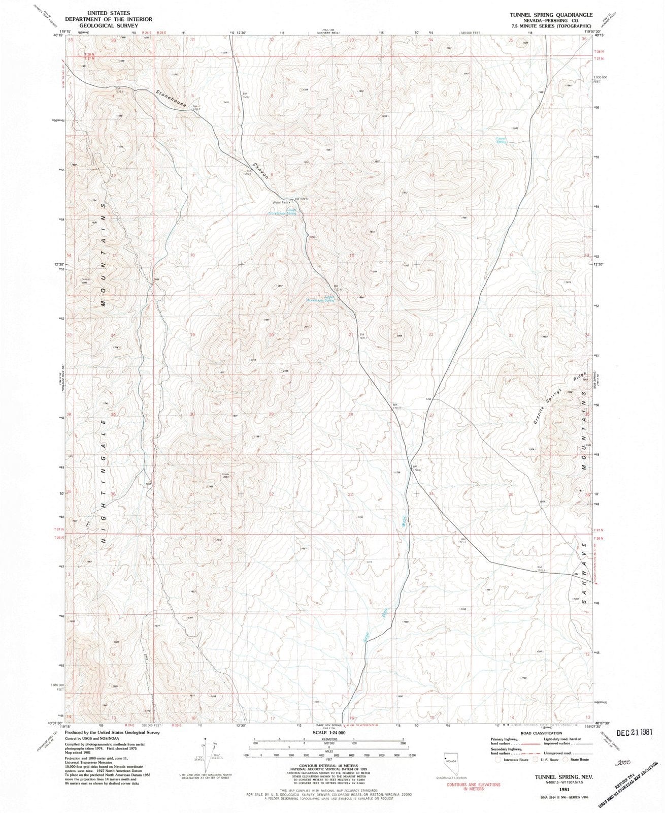 1981 Tunnel Spring, NV - Nevada - USGS Topographic Map