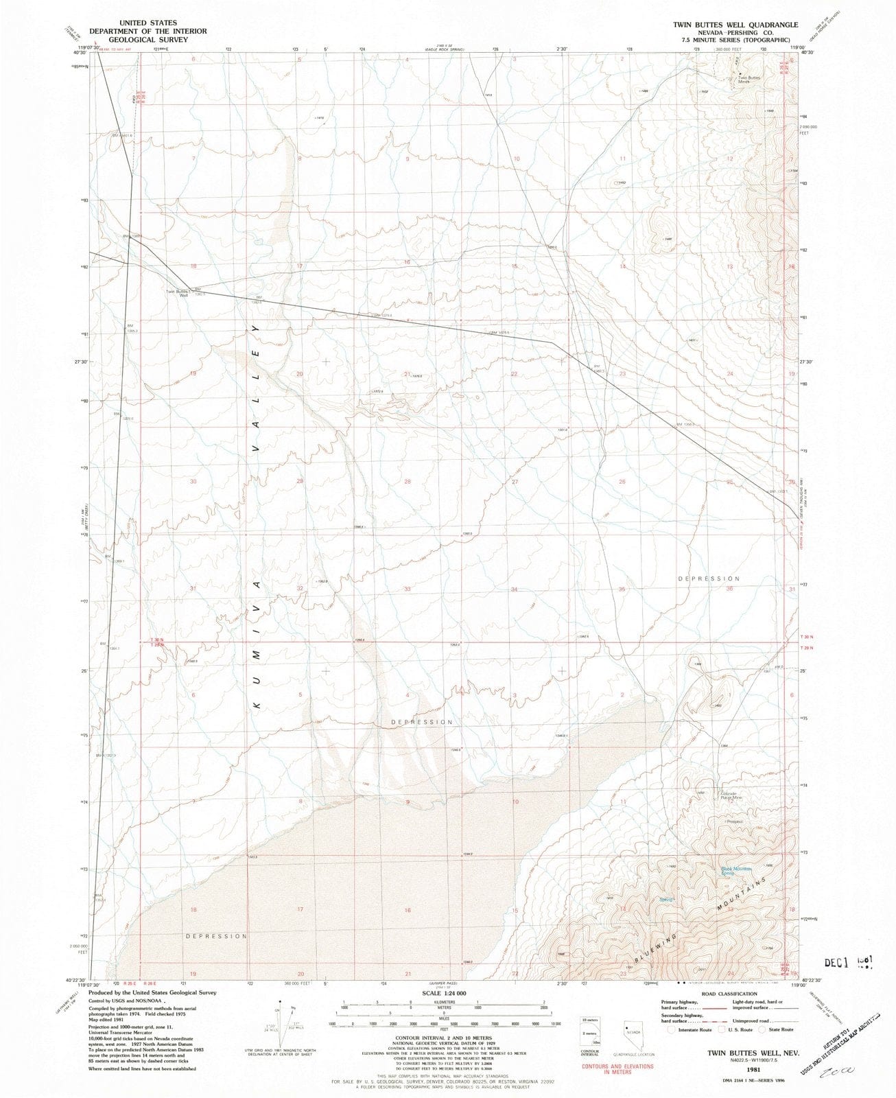1981 Twin Buttes Well, NV - Nevada - USGS Topographic Map