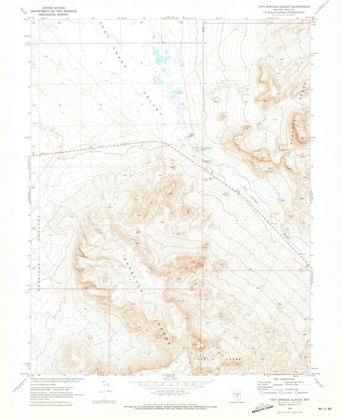 1968 Twin Springs Slough, NV - Nevada - USGS Topographic Map