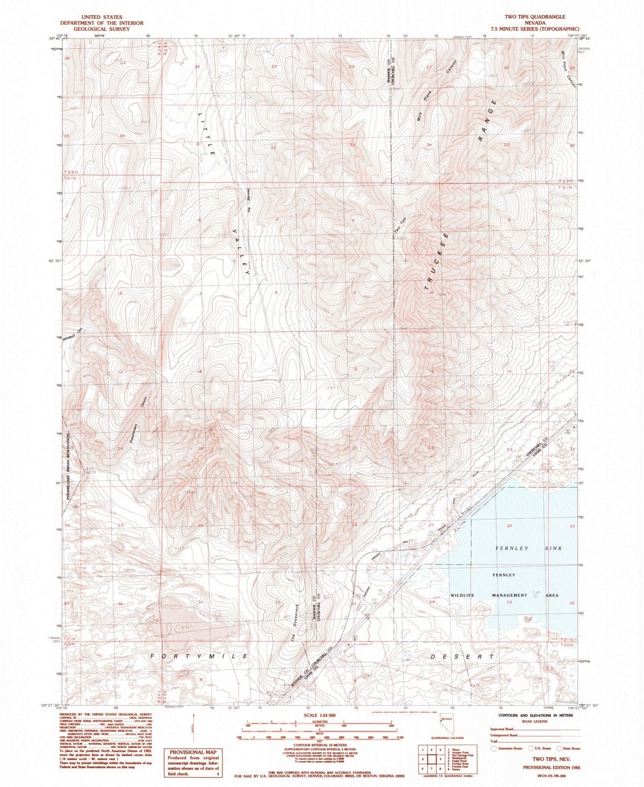 1985 Two Tips, NV - Nevada - USGS Topographic Map