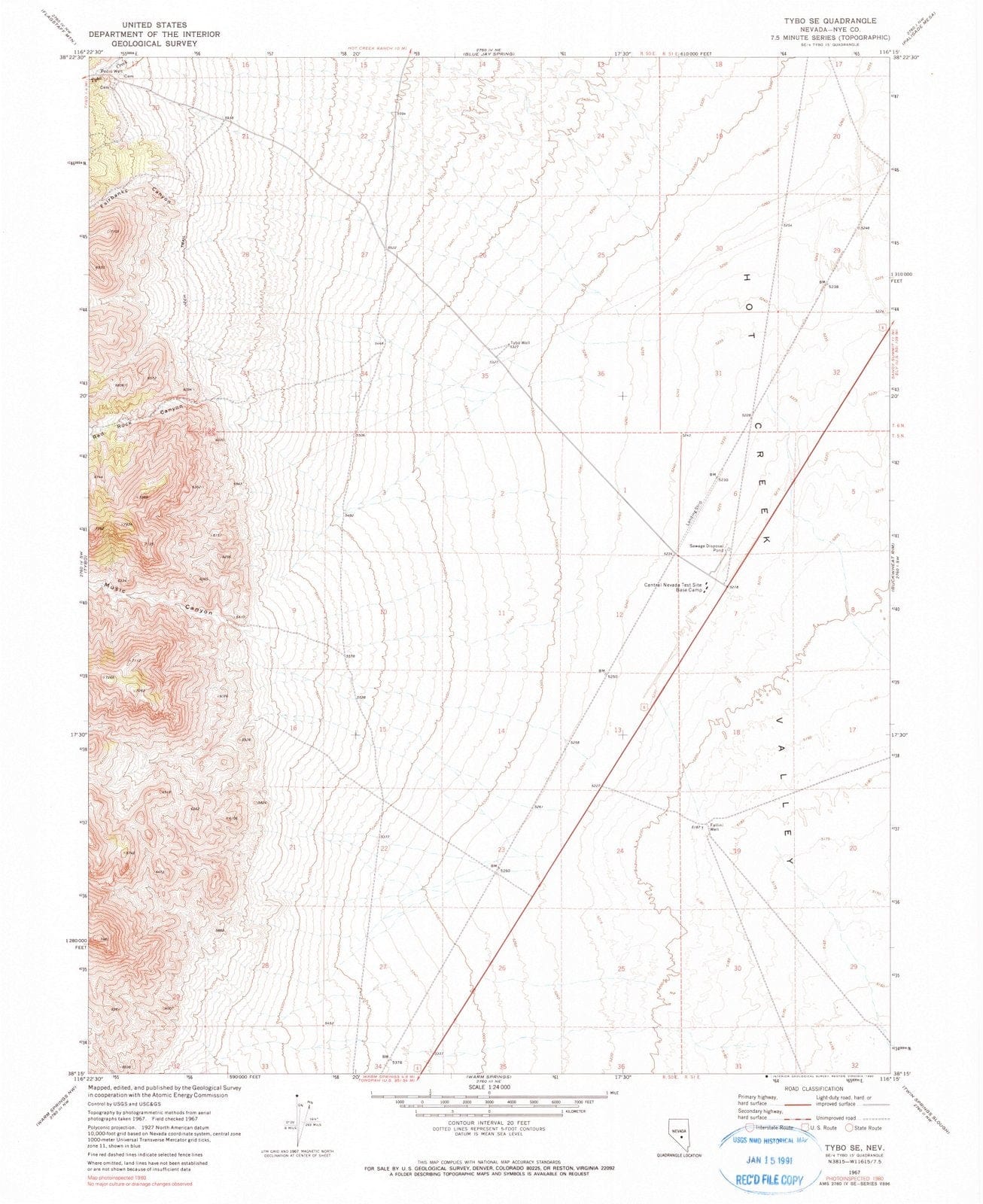 1967 Tybo, NV - Nevada - USGS Topographic Map