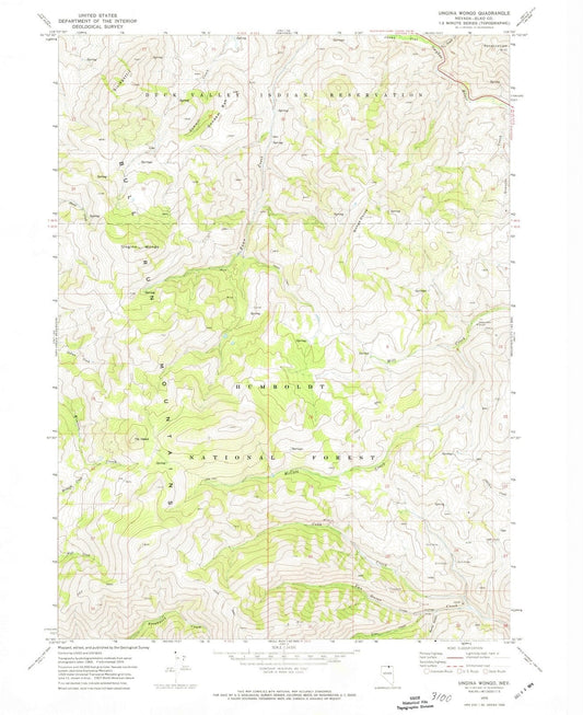 1970 Ungina Wongo, NV - Nevada - USGS Topographic Map