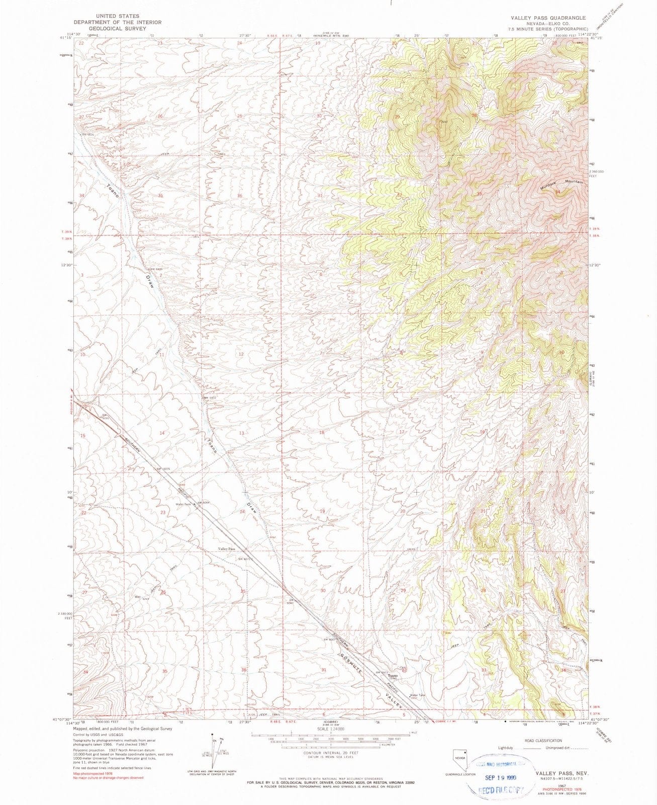 1967 Valley Pass, NV - Nevada - USGS Topographic Map