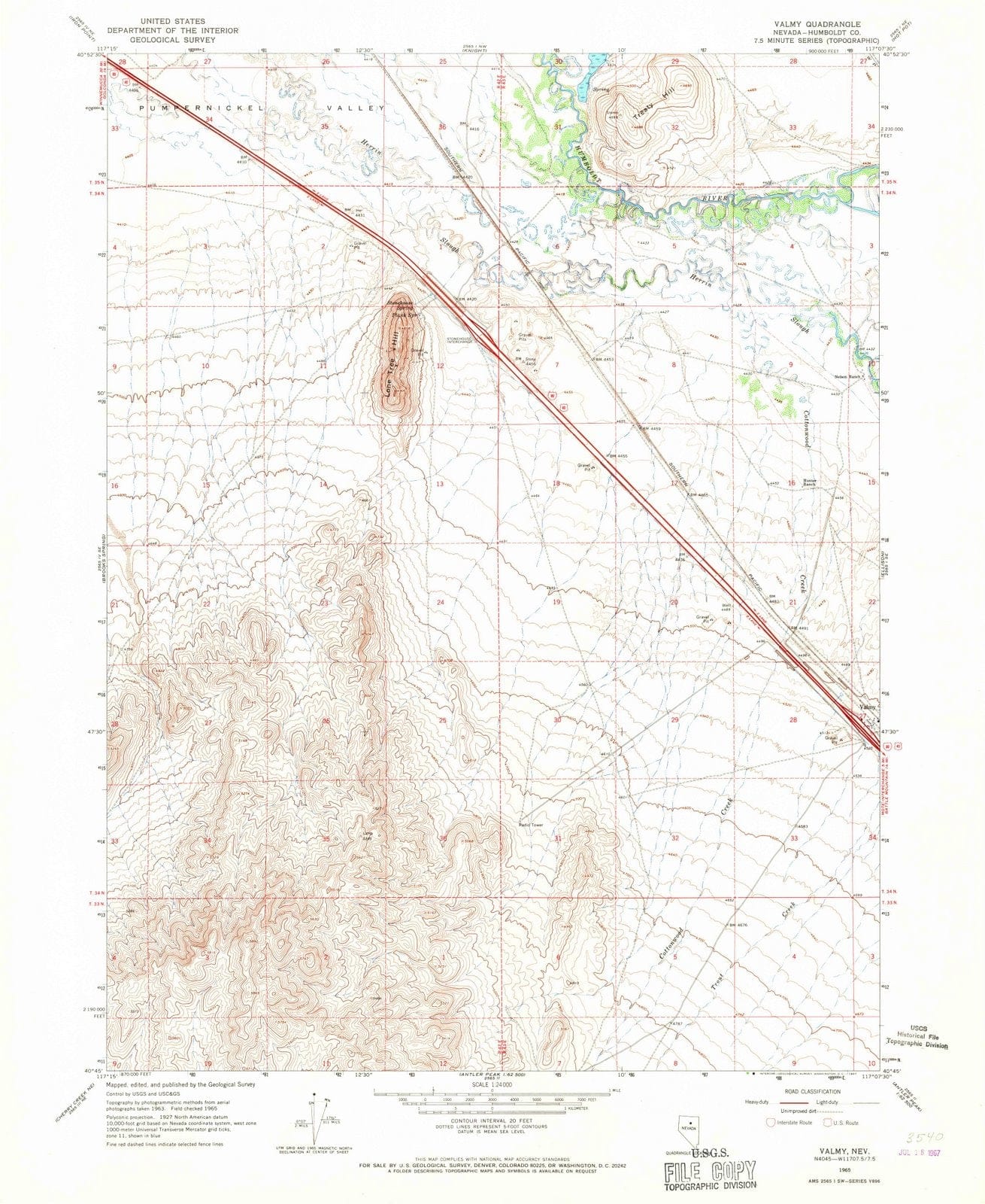 1965 Valmy, NV - Nevada - USGS Topographic Map
