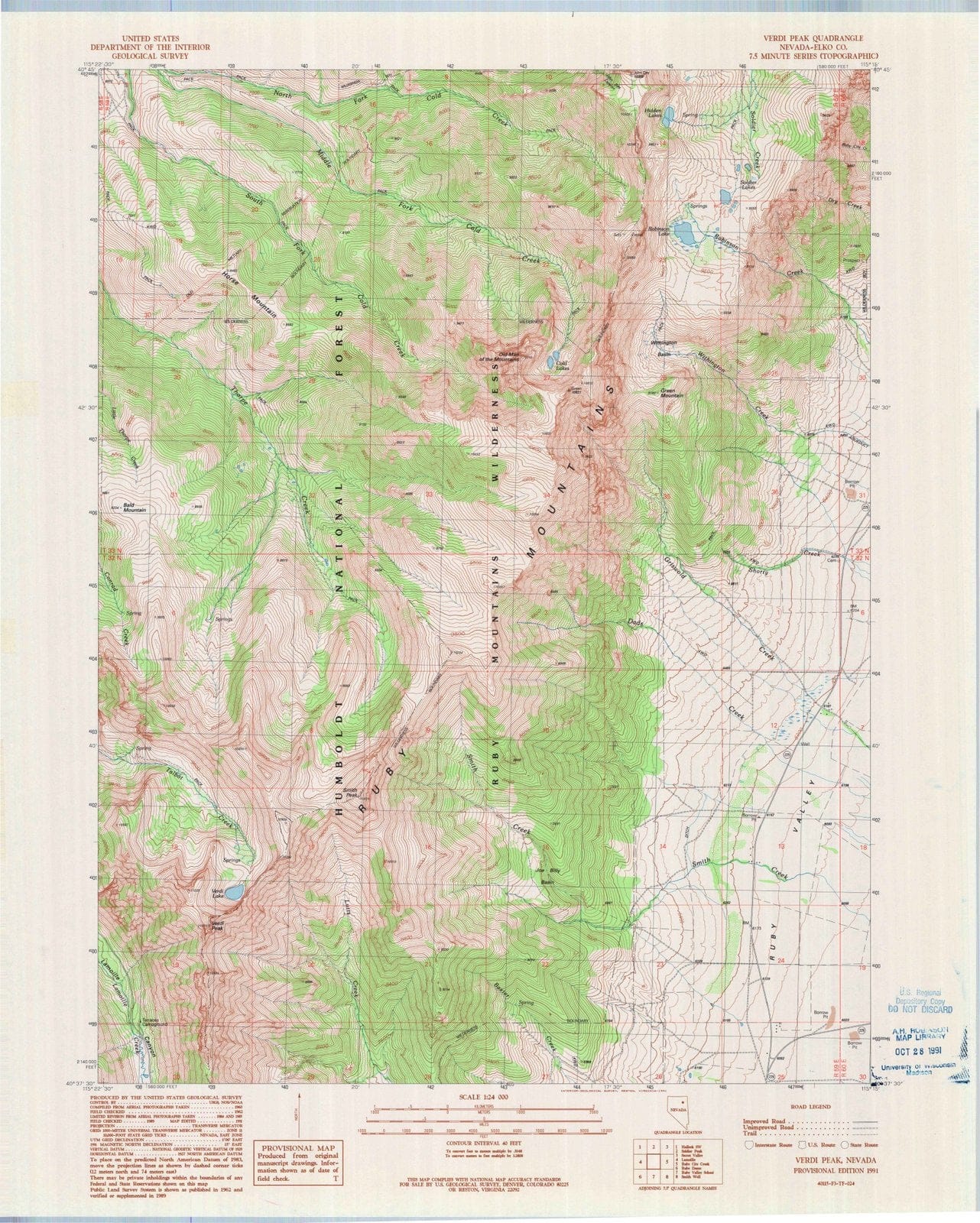 1991 Verdi Peak, NV - Nevada - USGS Topographic Map
