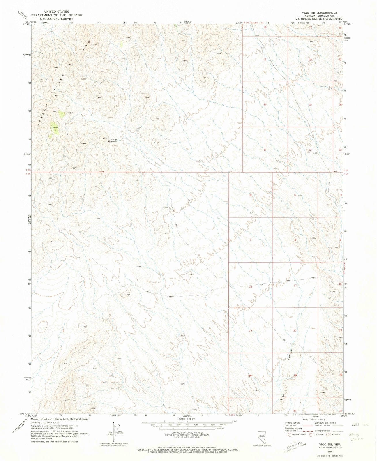 1969 Vigo, NV - Nevada - USGS Topographic Map