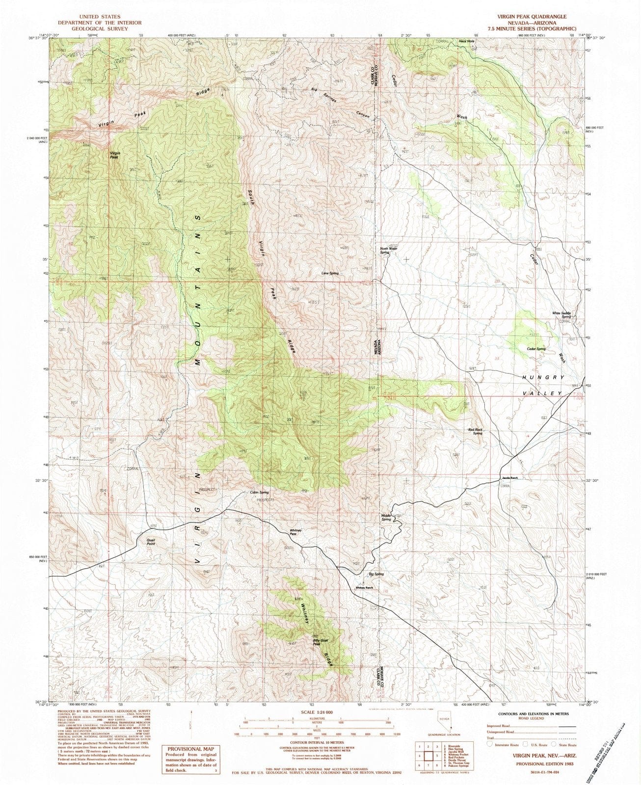 1983 Virgin Peak, NV - Nevada - USGS Topographic Map