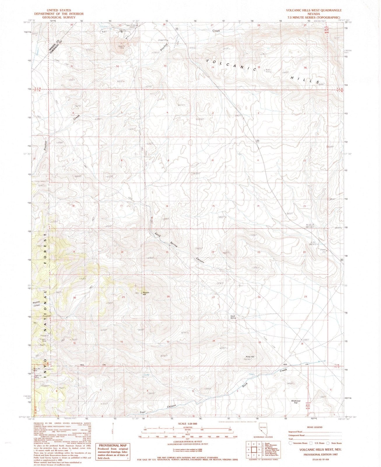 1987 Volcanic Hills West, NV - Nevada - USGS Topographic Map