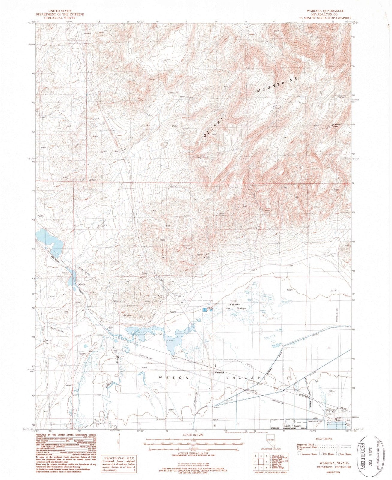 1987 Wabuska, NV - Nevada - USGS Topographic Map
