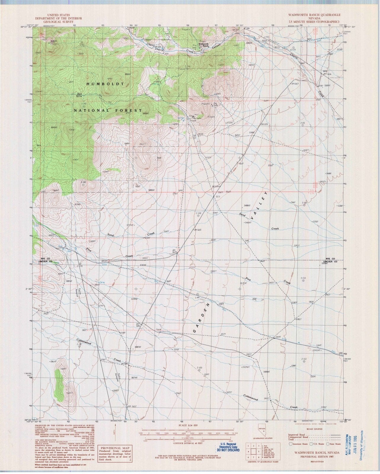 1985 Wadsworth Ranch, NV - Nevada - USGS Topographic Map