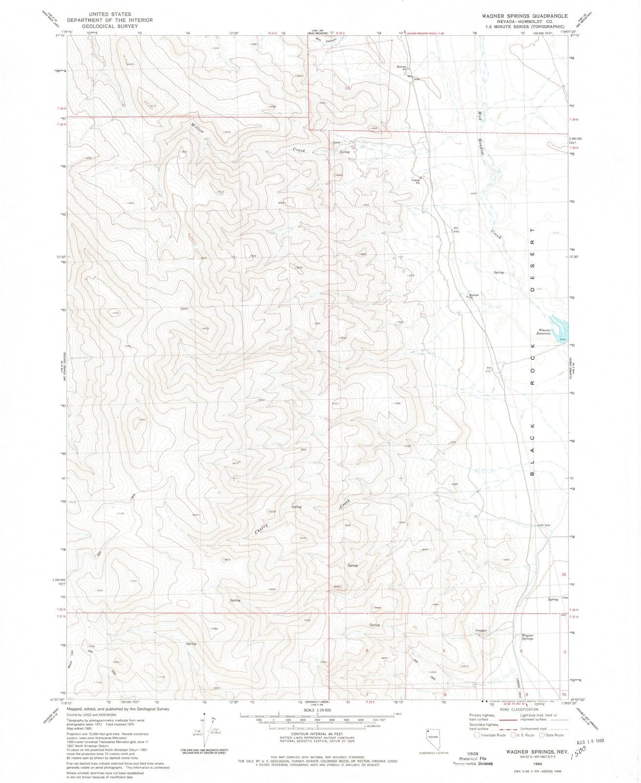 1980 Wagner Springs, NV - Nevada - USGS Topographic Map