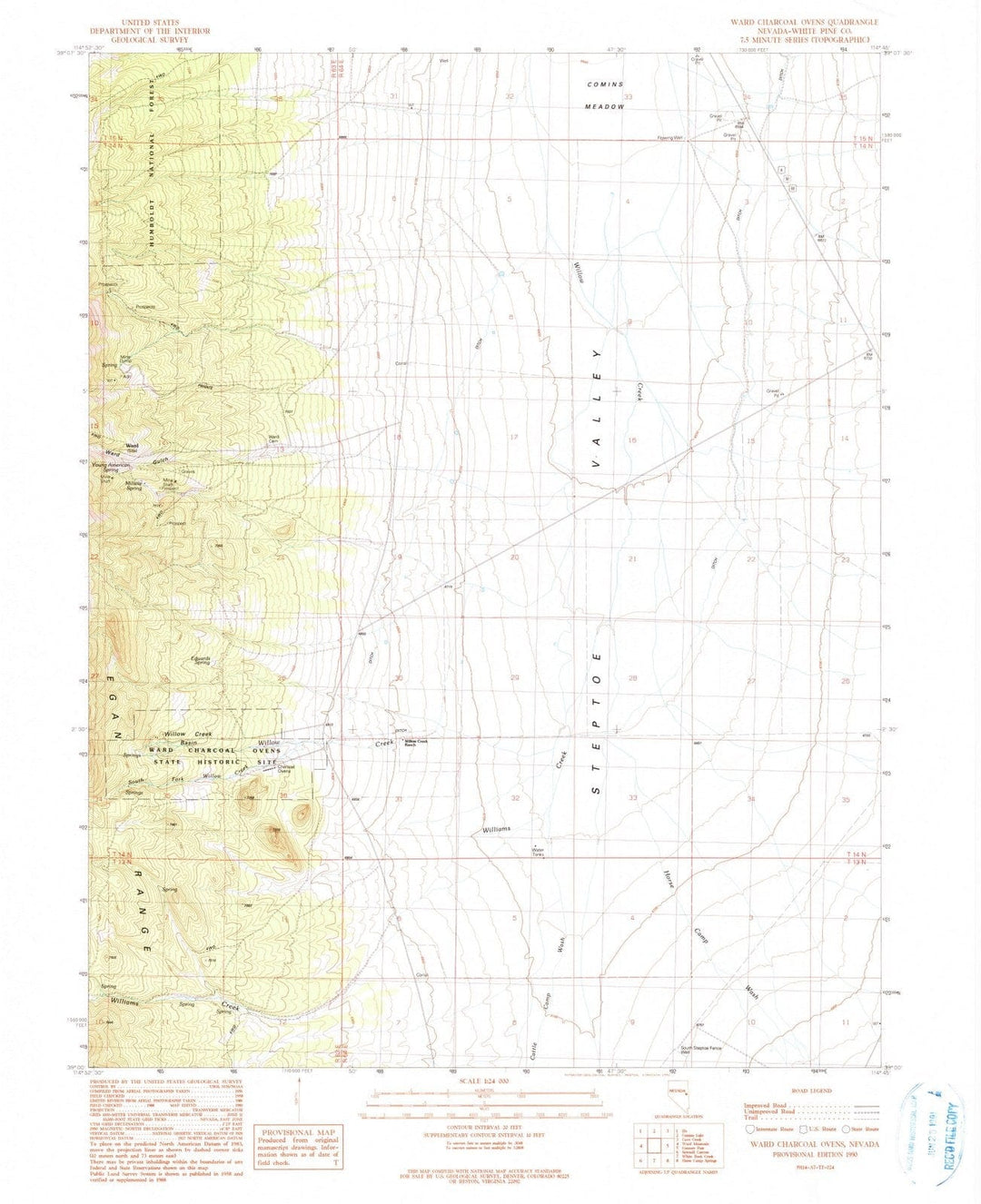1990 Ward Charcoal Ovens, NV - Nevada - USGS Topographic Map