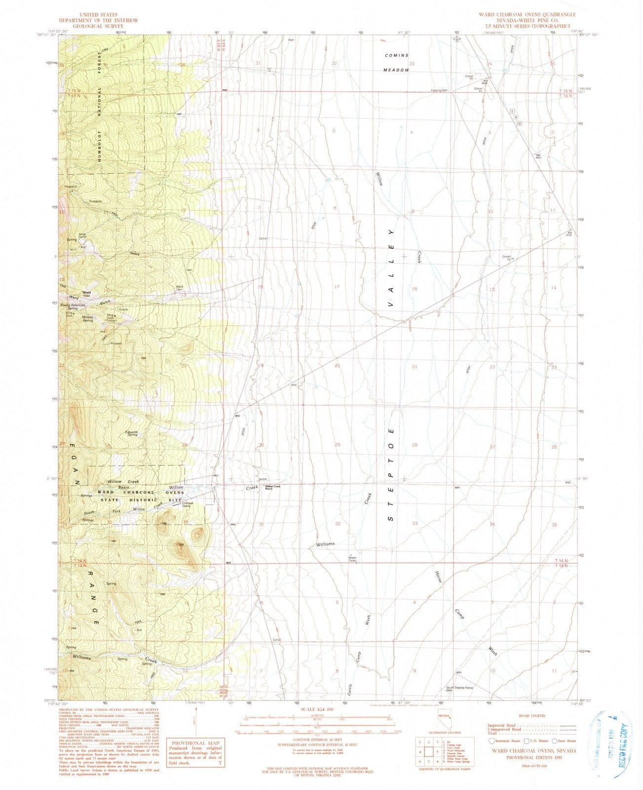 1990 Ward Charcoal Ovens, NV - Nevada - USGS Topographic Map
