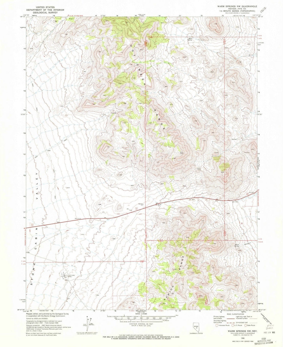 1968 Warm Springs, NV - Nevada - USGS Topographic Map