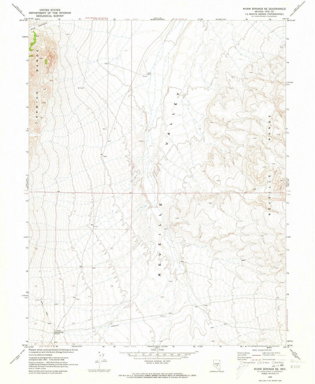 1968 Warm Springs, NV - Nevada - USGS Topographic Map v2