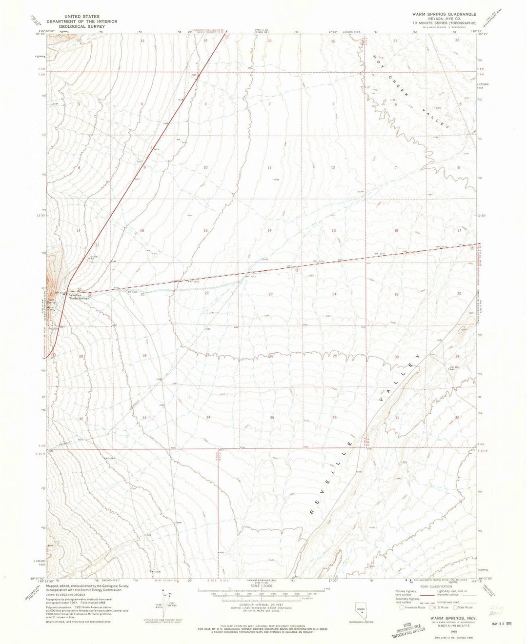 1968 Warm Springs, NV - Nevada - USGS Topographic Map v3
