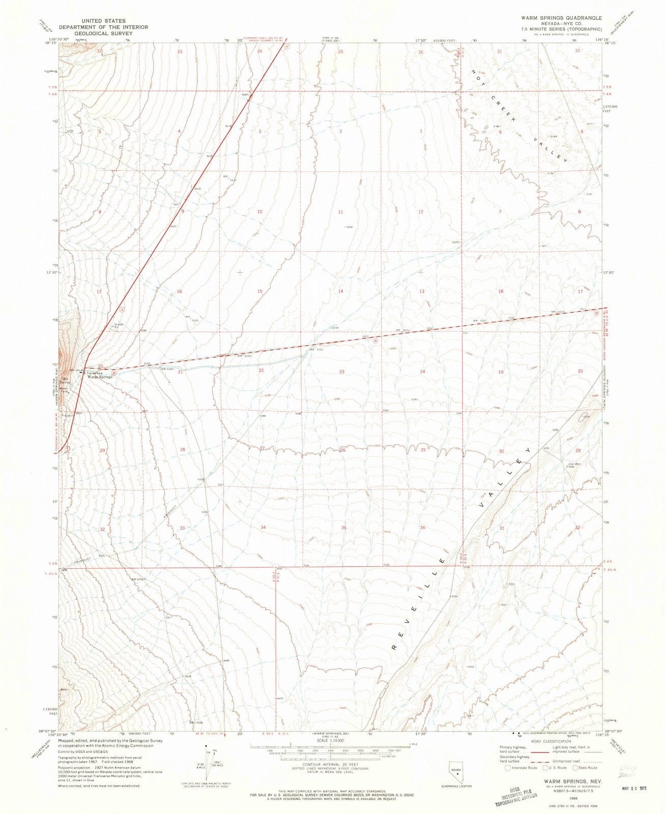 1968 Warm Springs, NV - Nevada - USGS Topographic Map v3