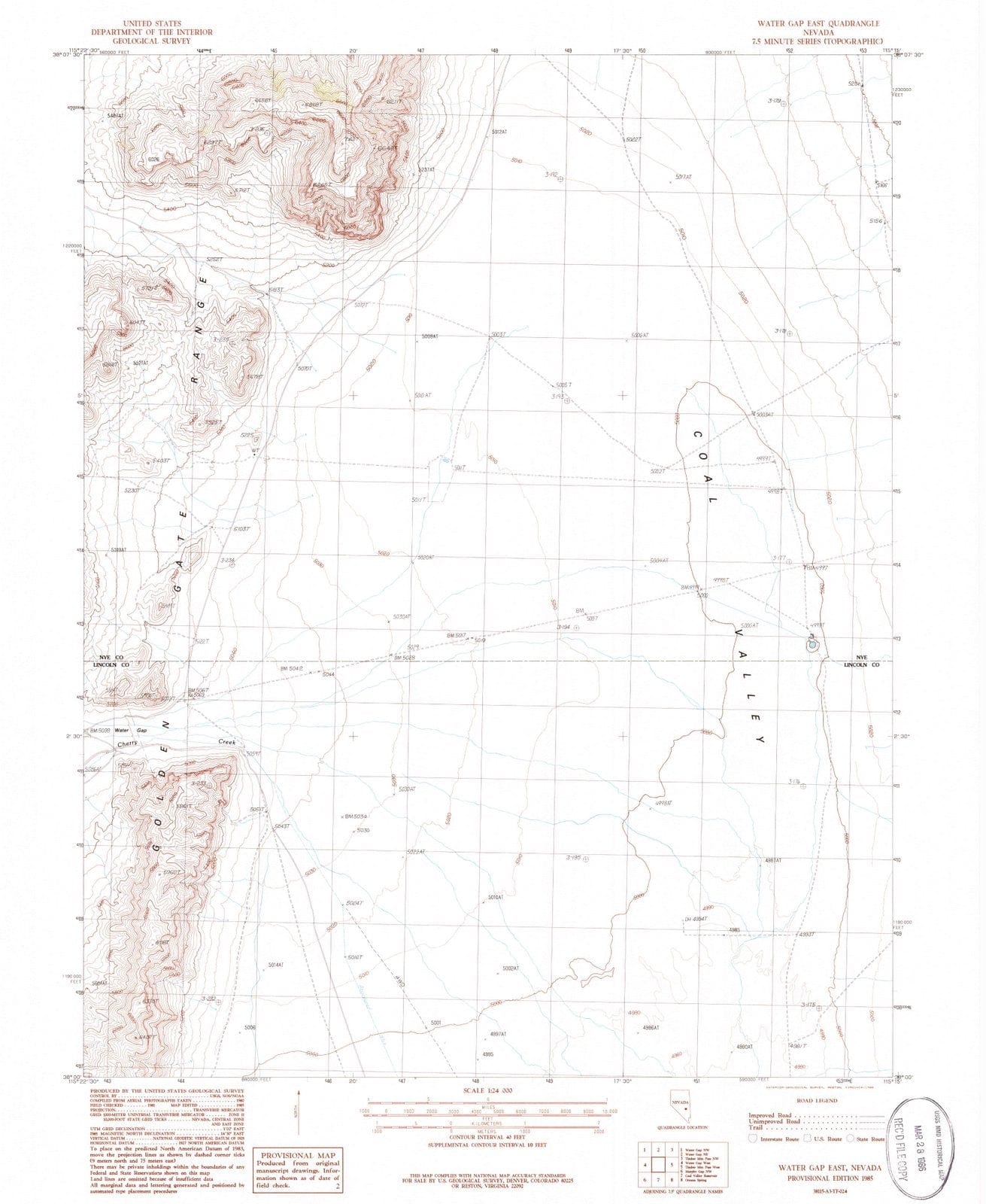 1985 Water Gap East, NV - Nevada - USGS Topographic Map