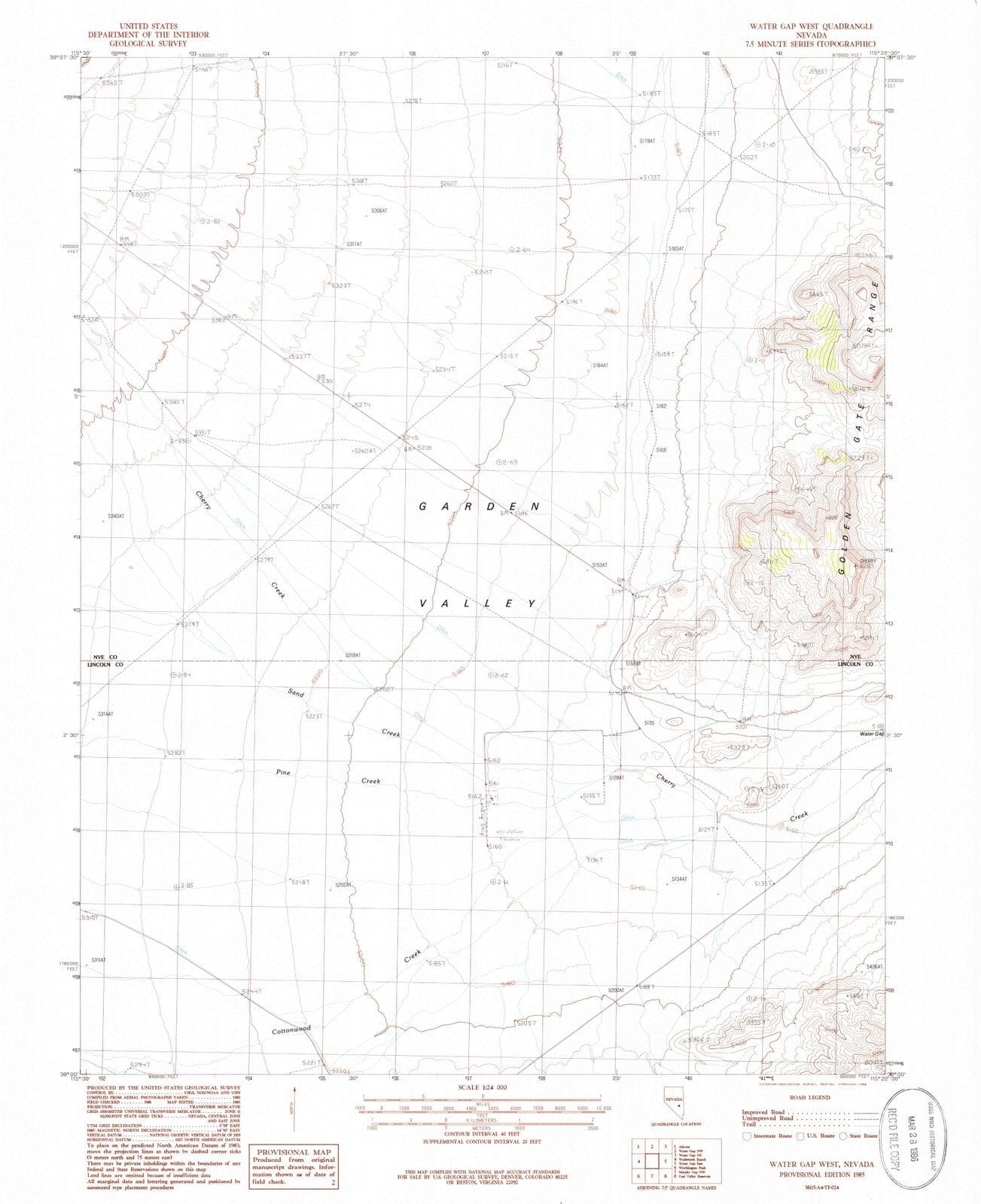 1985 Water Gap West, NV - Nevada - USGS Topographic Map
