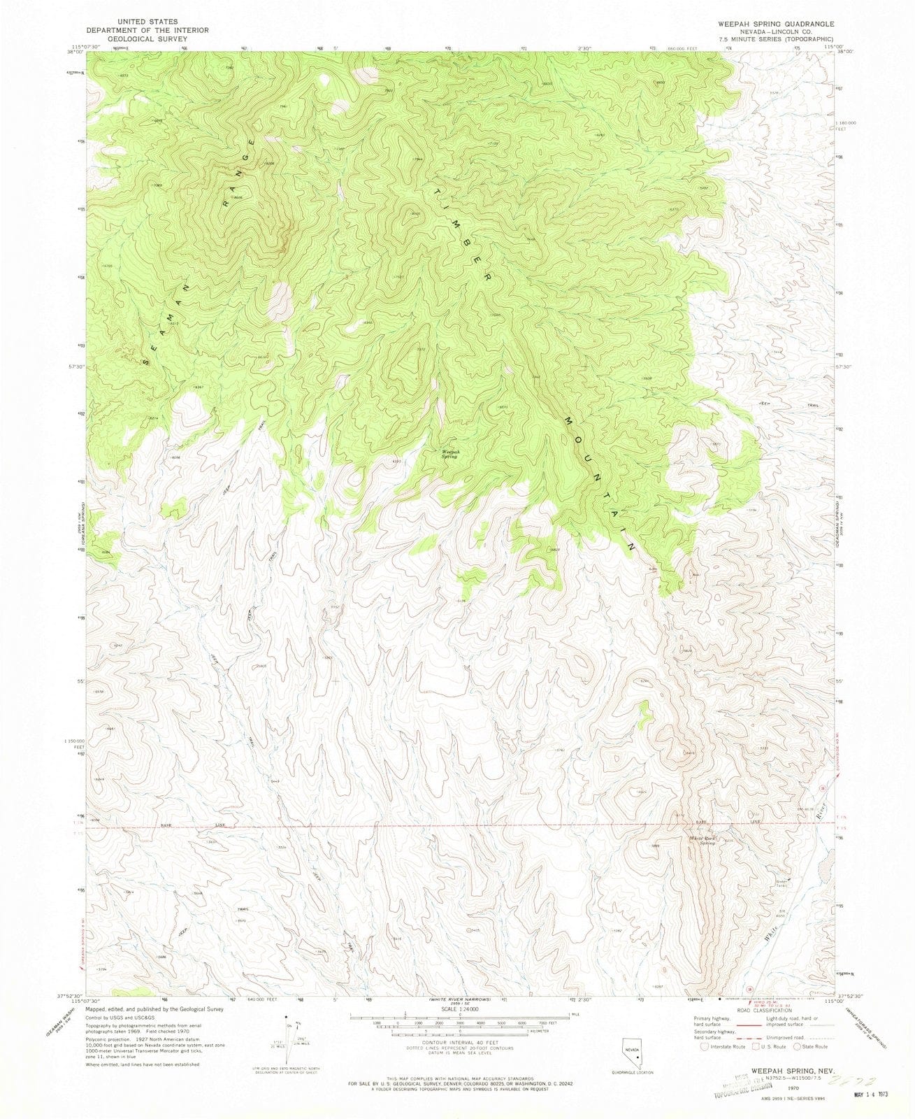 1970 Weepah Spring, NV - Nevada - USGS Topographic Map