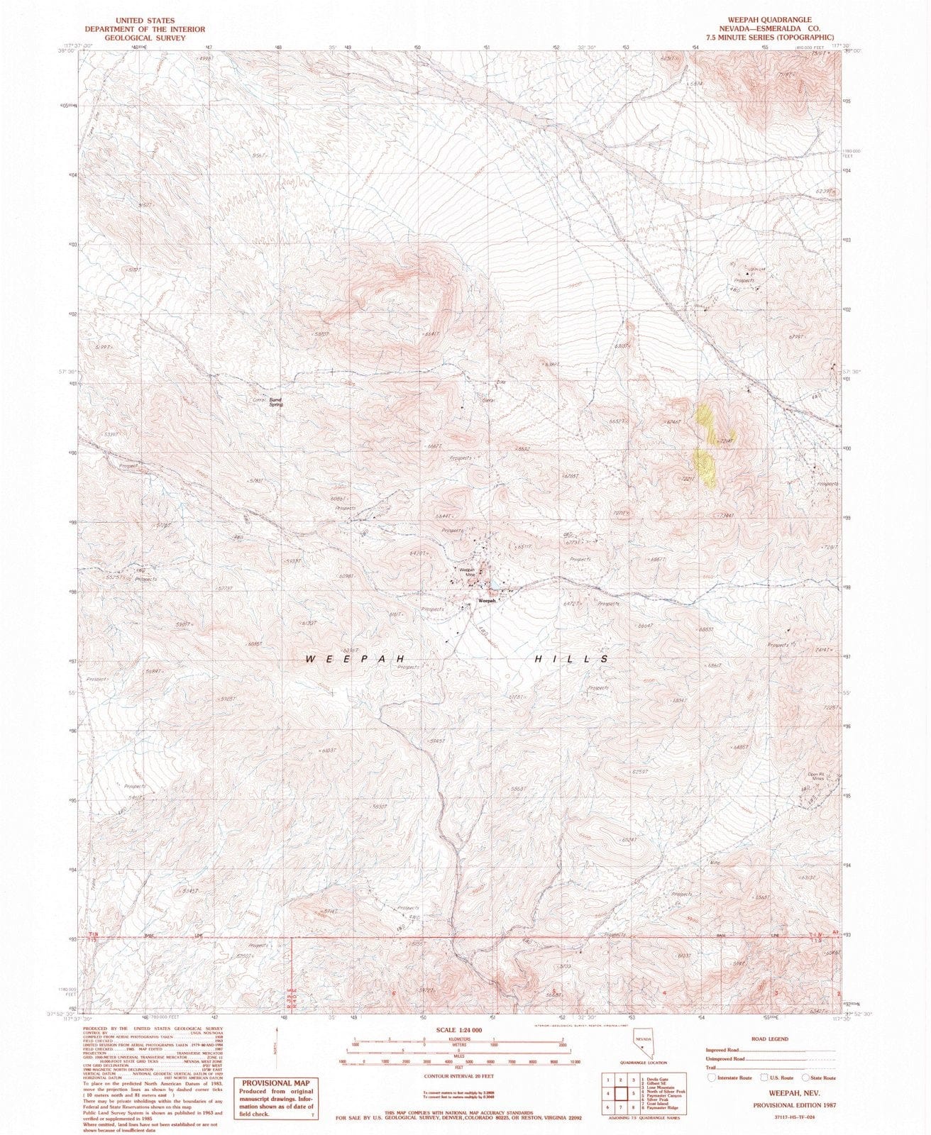 1987 Weepah, NV - Nevada - USGS Topographic Map