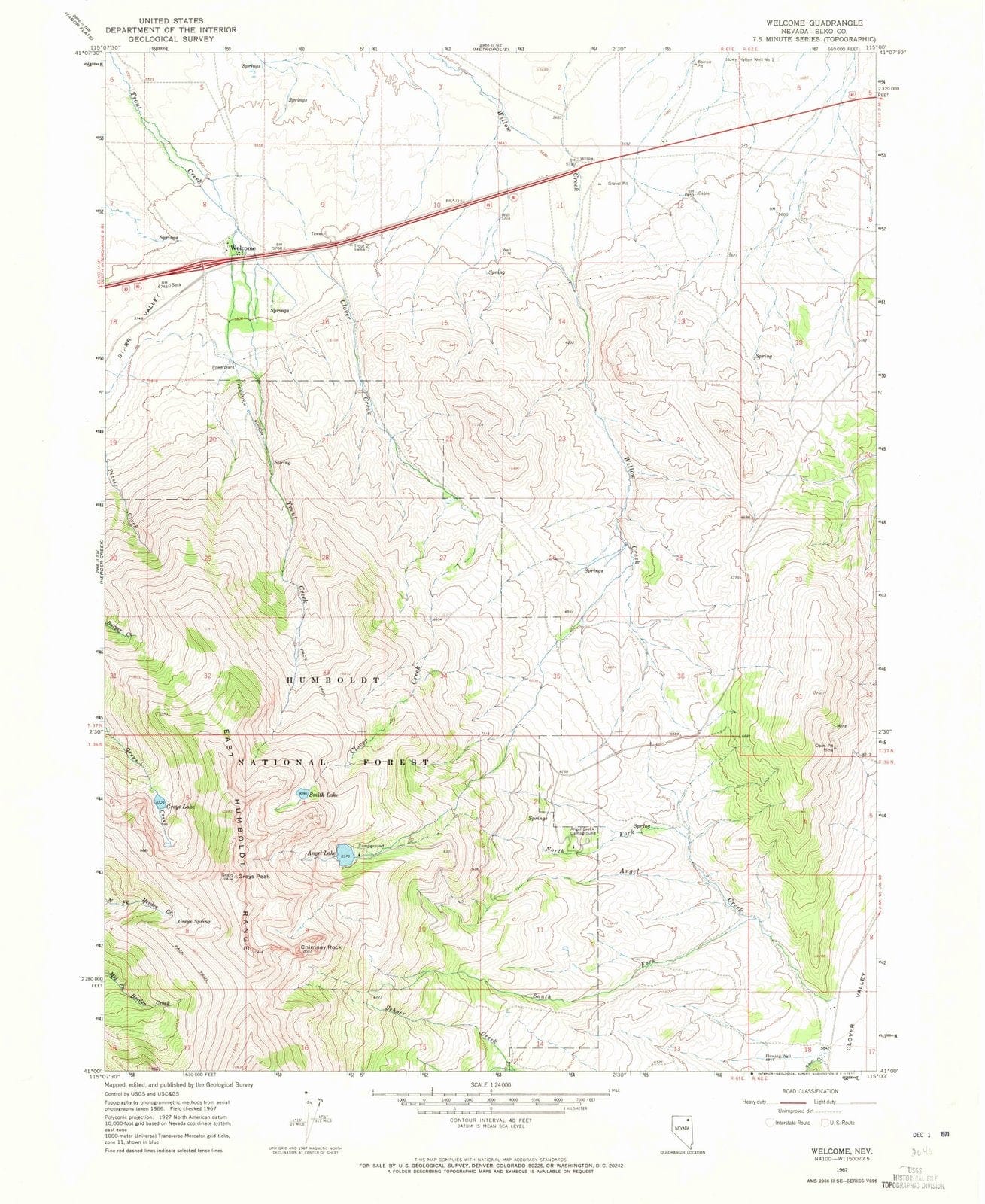 1967 Welcome, NV - Nevada - USGS Topographic Map
