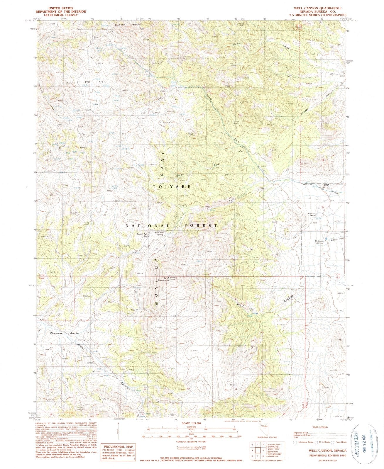 1990 Well Canyon, NV - Nevada - USGS Topographic Map