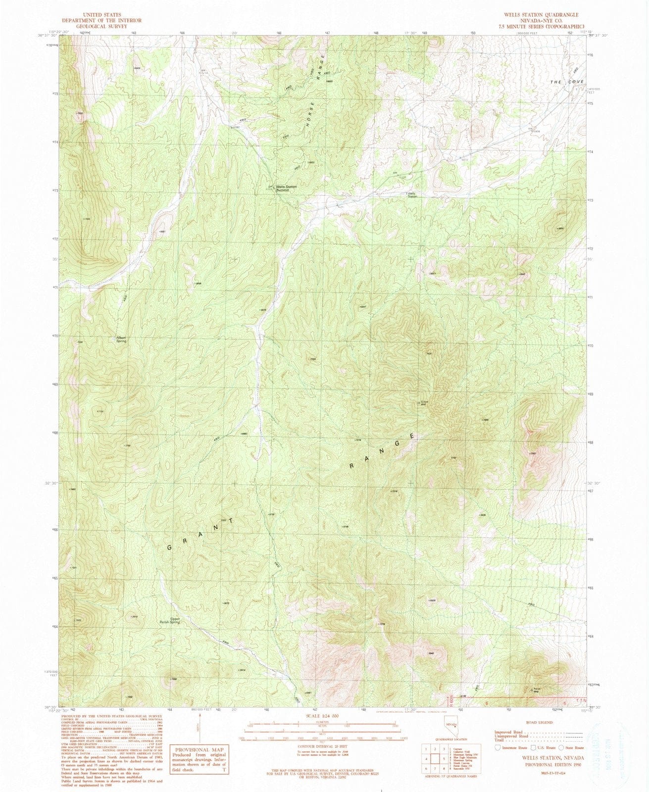 1990 Wells Station, NV - Nevada - USGS Topographic Map