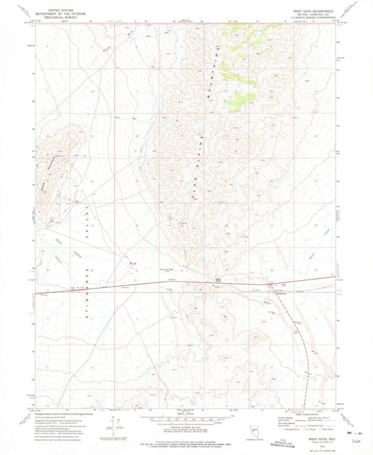 1972 West Gate, NV - Nevada - USGS Topographic Map