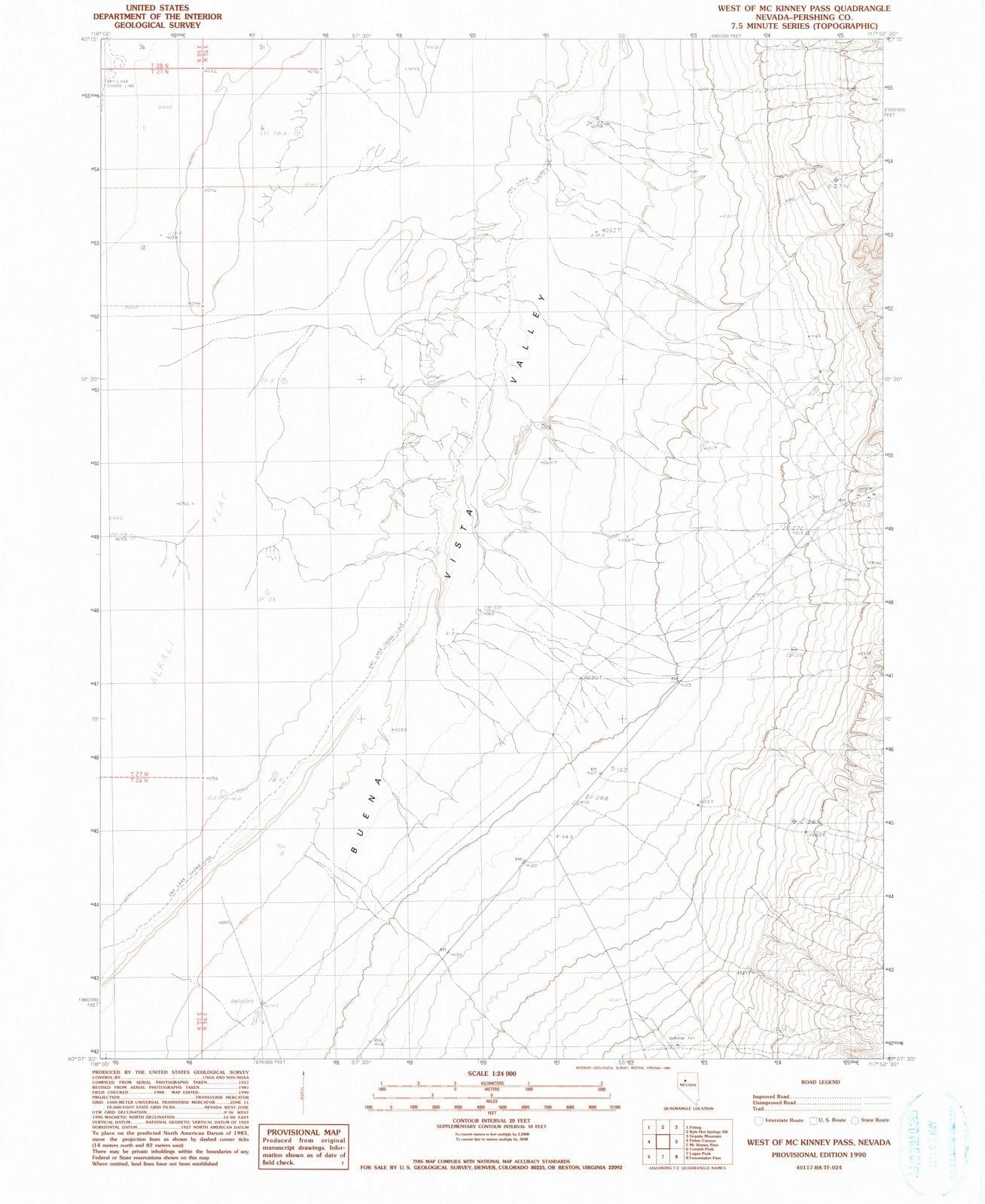 1990 West of McKinney Pass, NV - Nevada - USGS Topographic Map