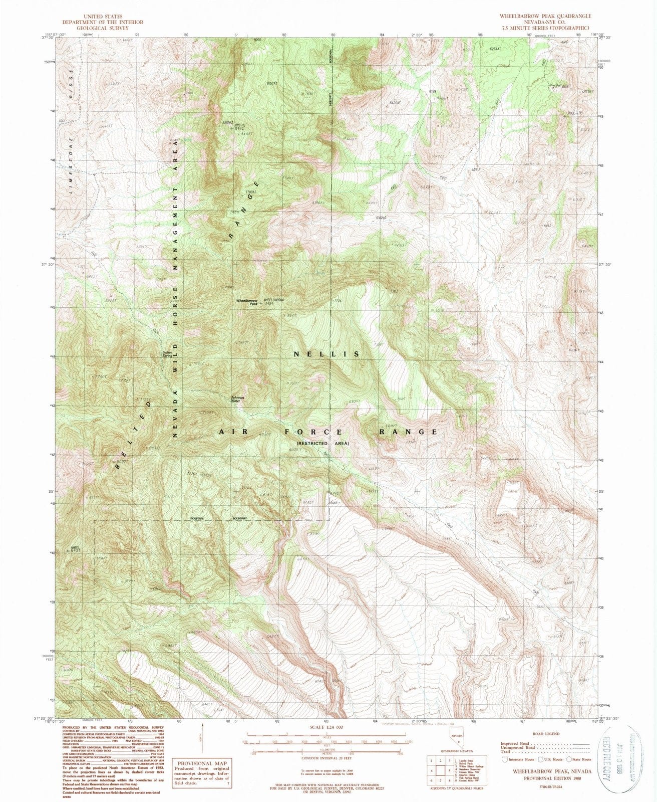 1988 Wheelbarrow Peak, NV - Nevada - USGS Topographic Map