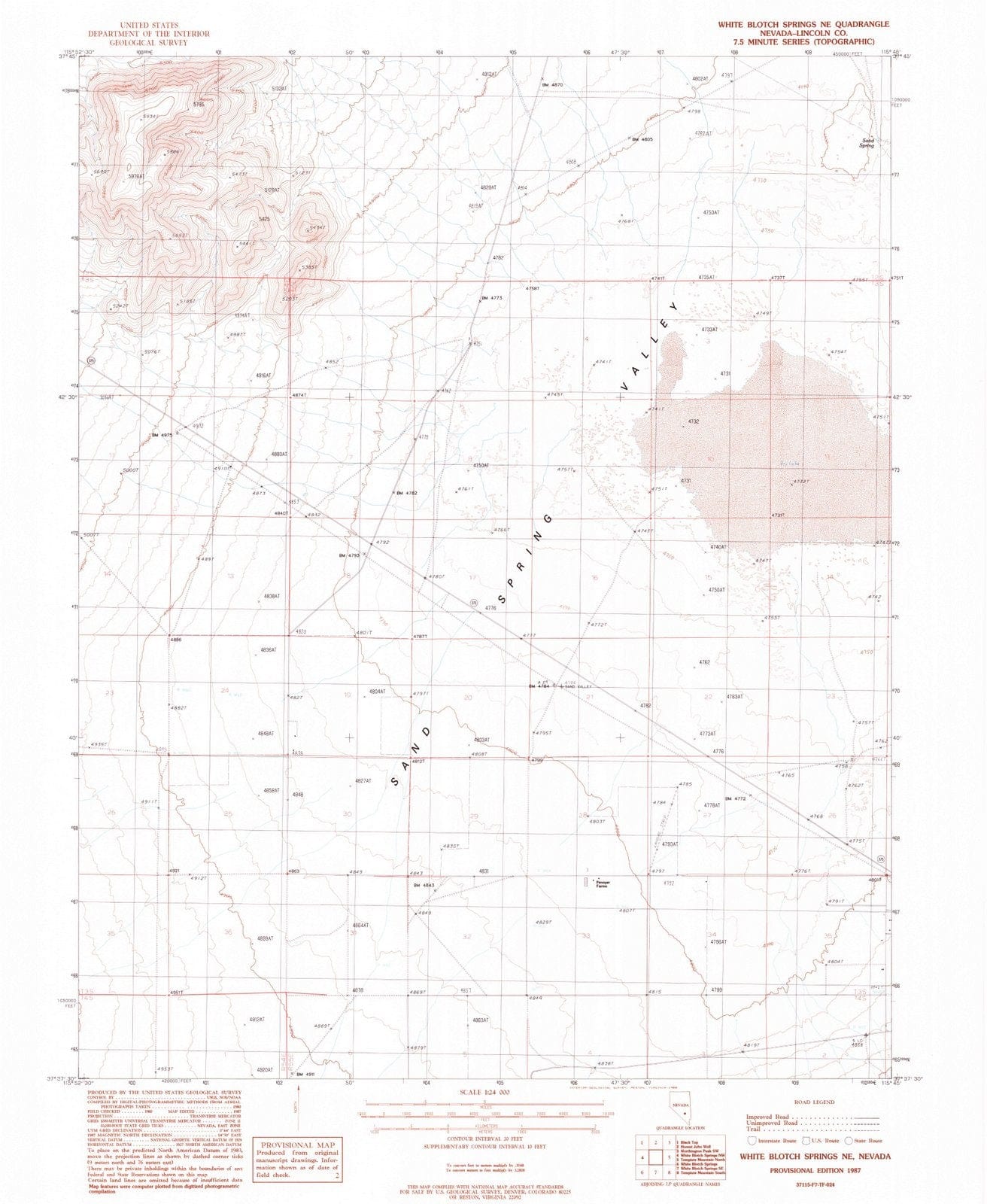 1987 White Blotch Springs, NV - Nevada - USGS Topographic Map